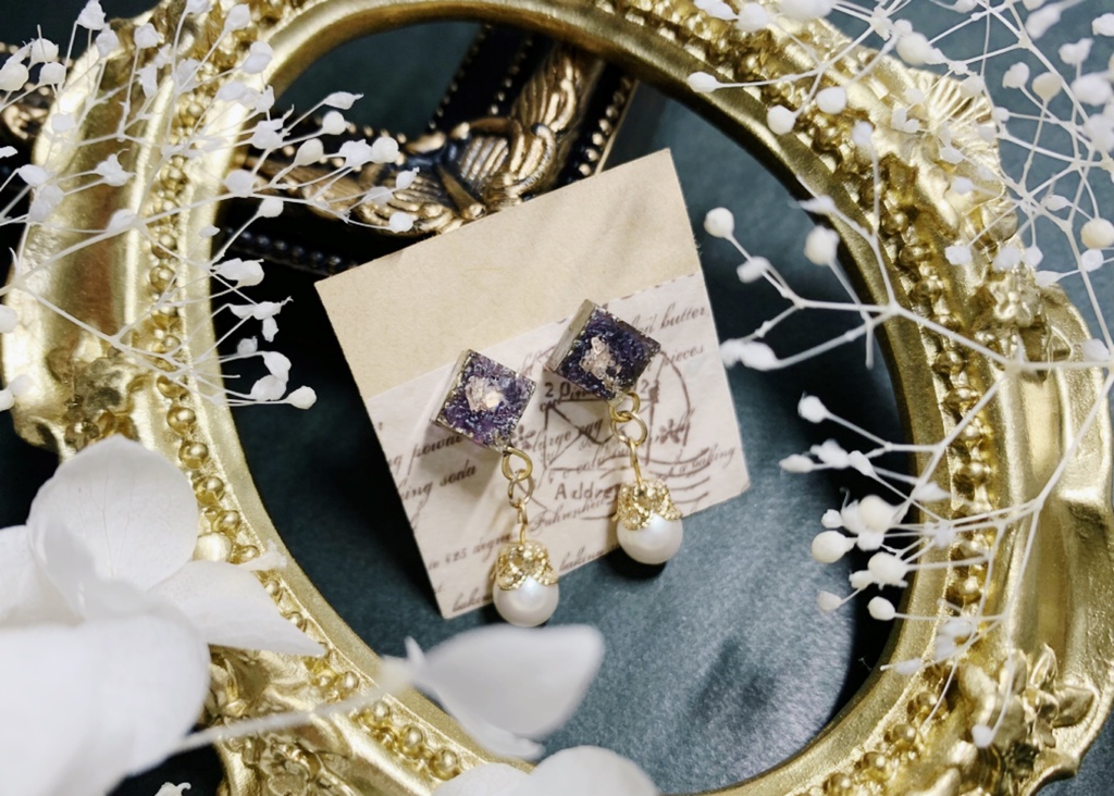 ダイヤ　推し色「アメジスト」ピアス・イヤリング