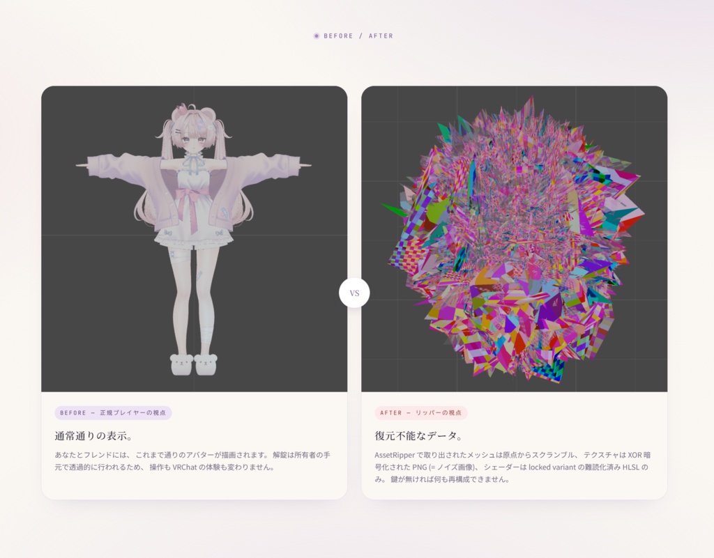 【無料/α版】Anti-Ripping / アバター難読化ツール