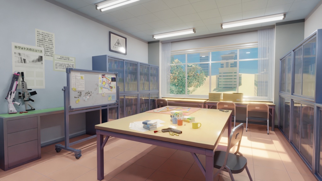 アビドス高等学校 ブルーアーカイブ Blenderシーン Abydos High School Blue Archive Blender Scene
