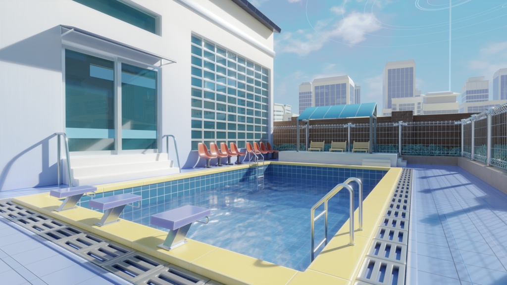 アビドス高等学校 ブルーアーカイブ Blenderシーン Abydos High School Blue Archive Blender Scene