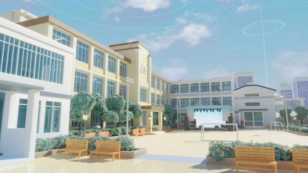 アビドス高等学校 ブルーアーカイブ Blenderシーン Abydos High School Blue Archive Blender Scene