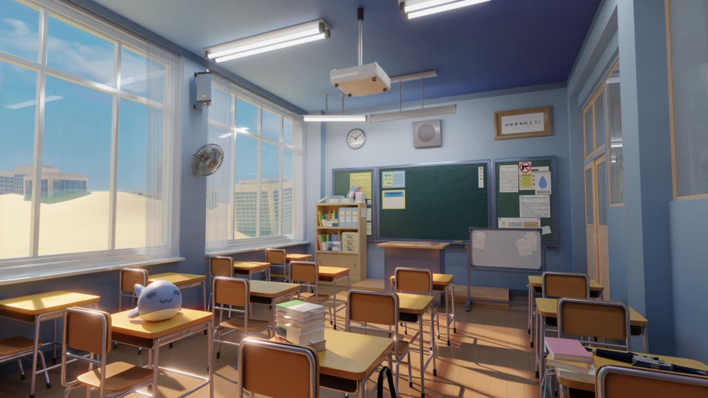 アビドス高等学校 ブルーアーカイブ Blenderシーン Abydos High School Blue Archive Blender Scene