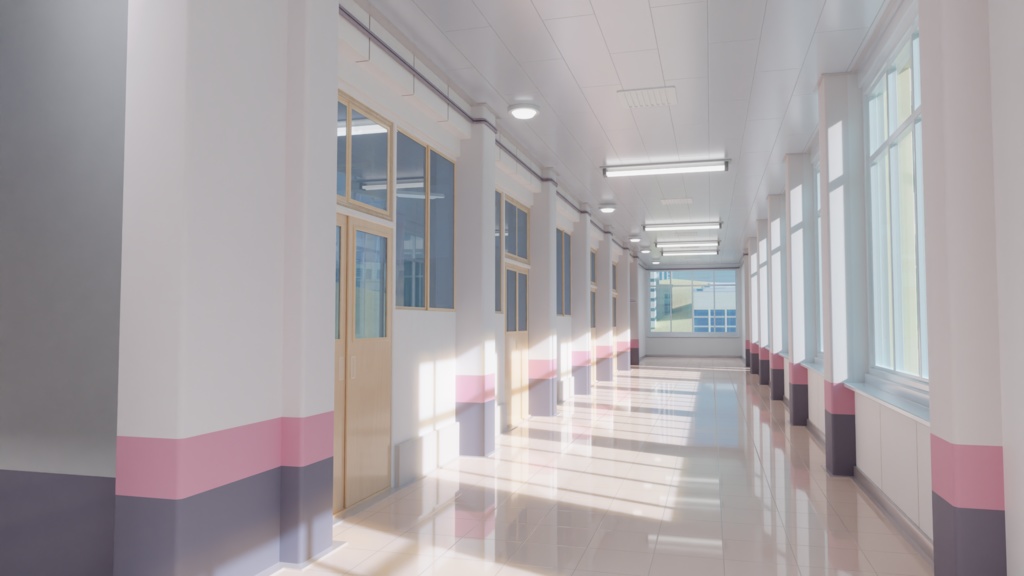 アビドス高等学校 ブルーアーカイブ Blenderシーン Abydos High School Blue Archive Blender Scene