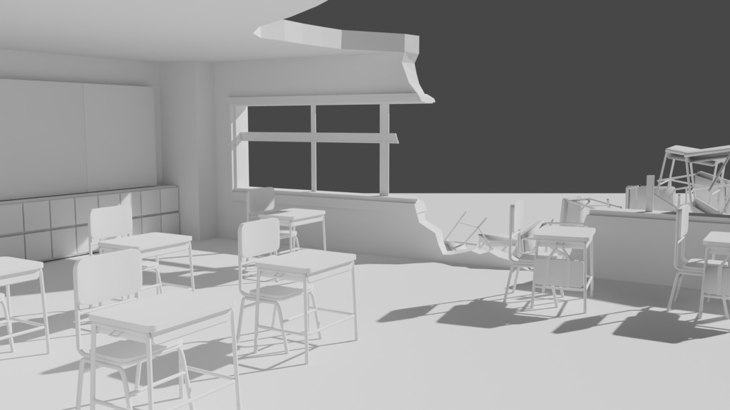 BlueArchive Classroom Blender Scene