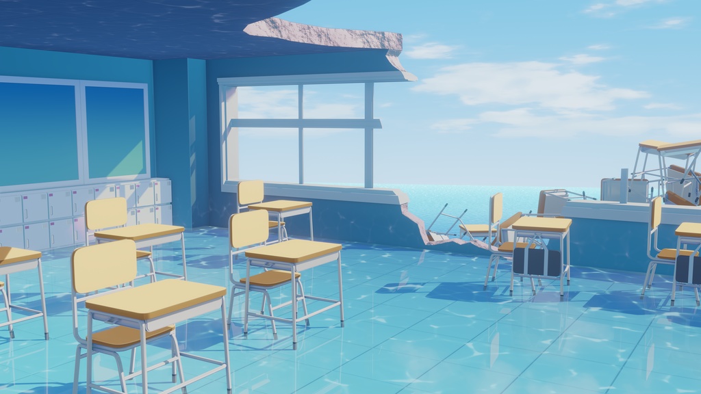 BlueArchive Classroom Blender Scene