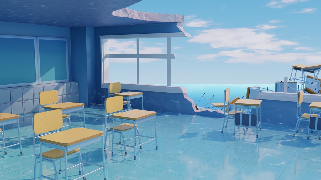 BlueArchive Classroom Blender Scene