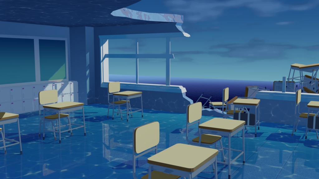 BlueArchive Classroom Blender Scene