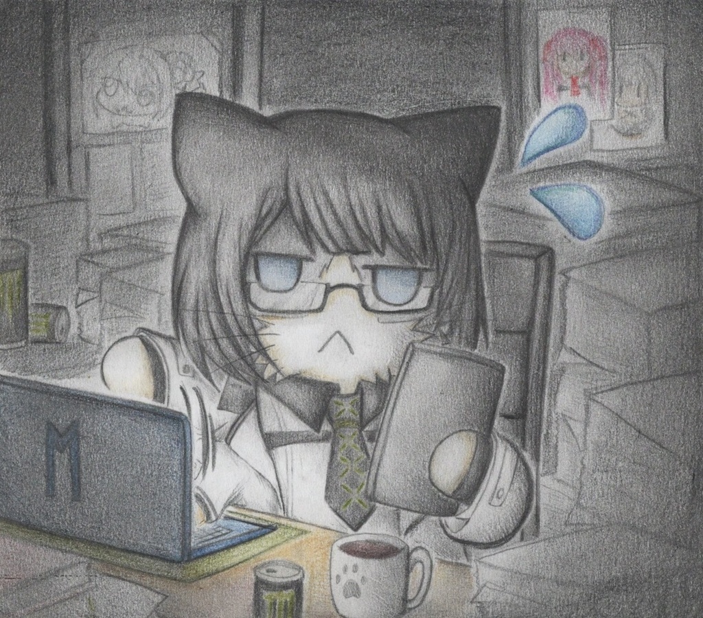 マナ猫の色紙イラスト 原画