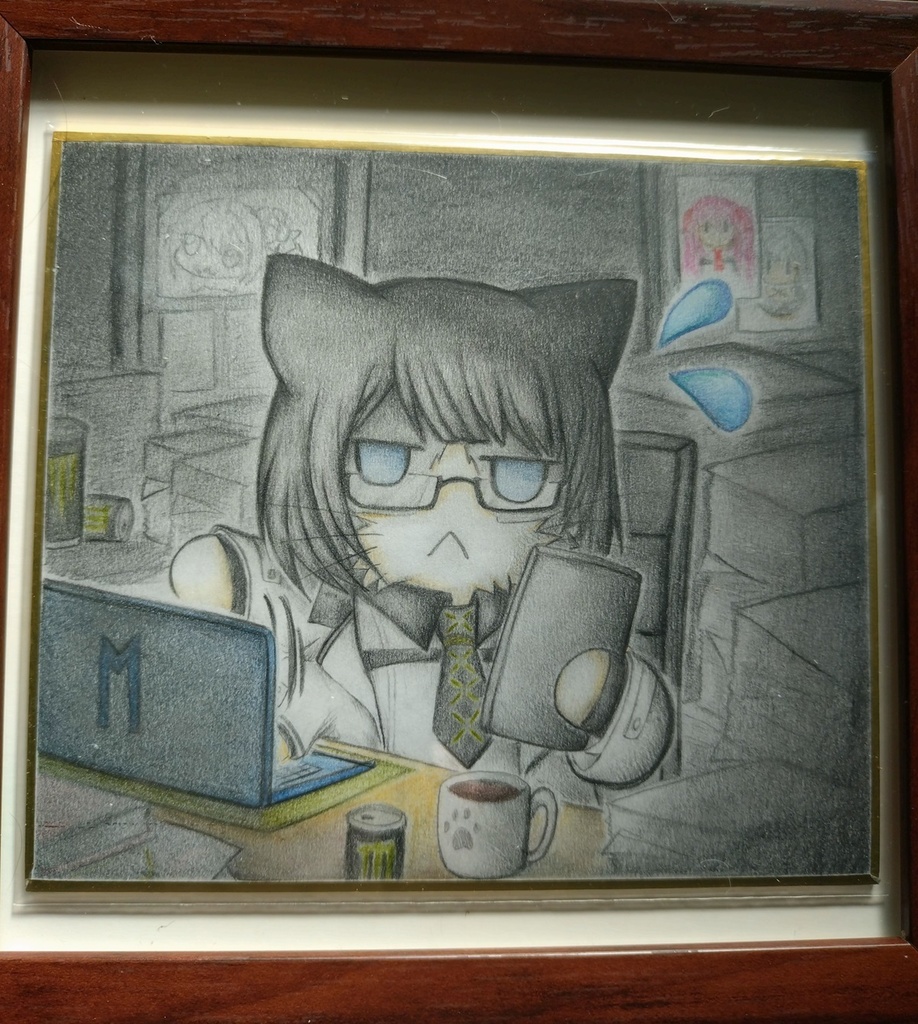 マナ猫の色紙イラスト 原画