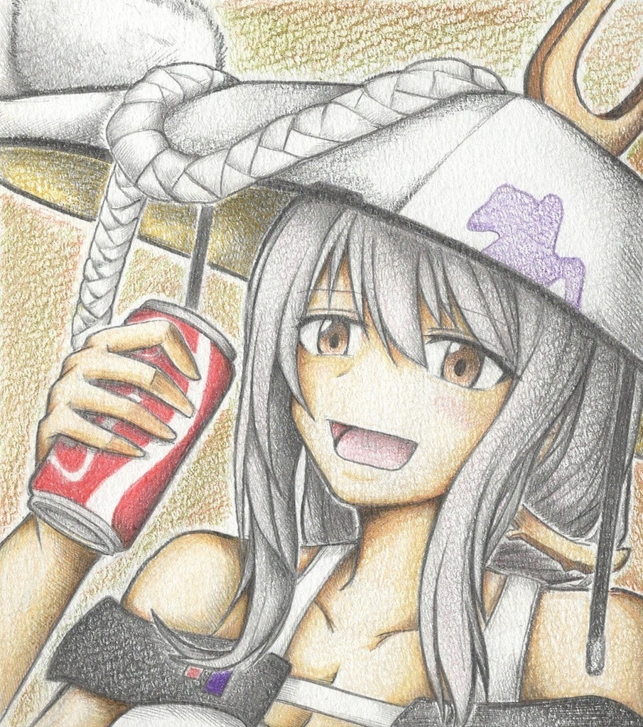 たまにはコーラを飲む紅蓮の色紙イラスト 原画