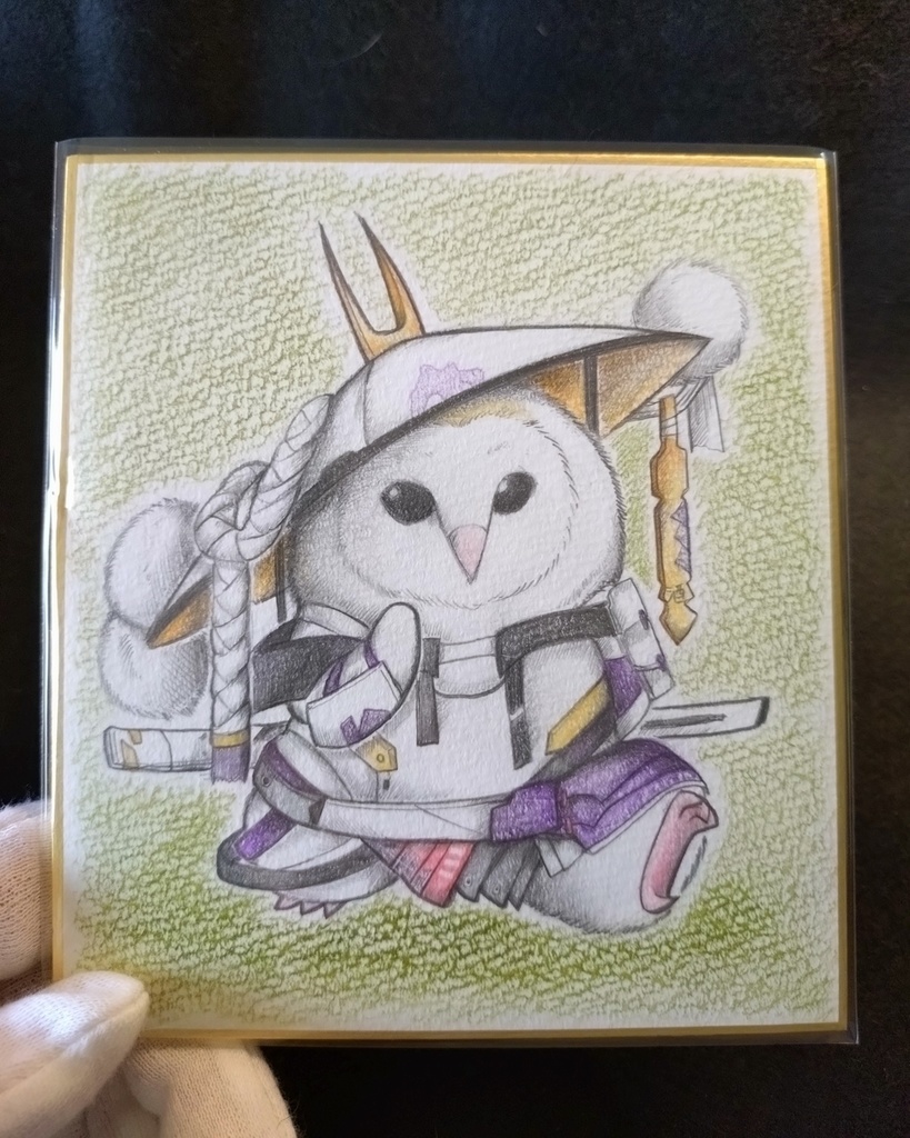 紅蓮フクロウの色紙イラスト 原画