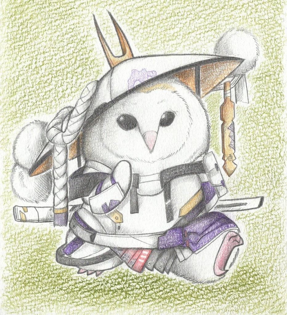 紅蓮フクロウの色紙イラスト 原画