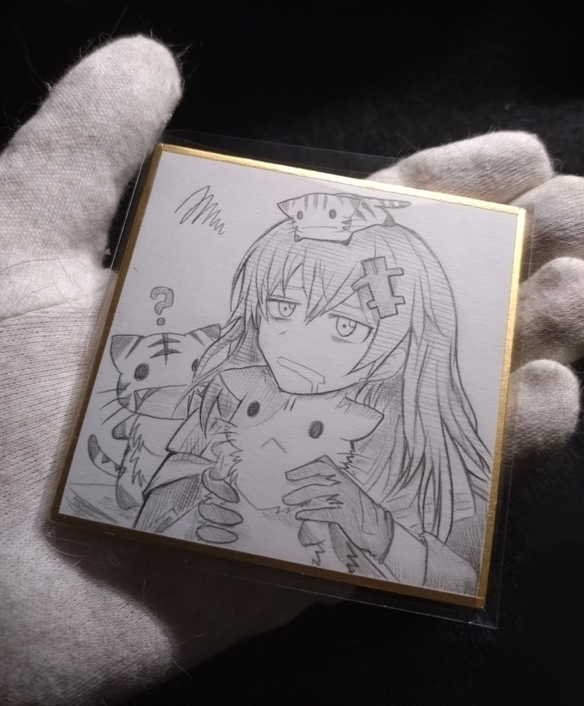 にゃんこに仕事の邪魔をされるユルハ 原画