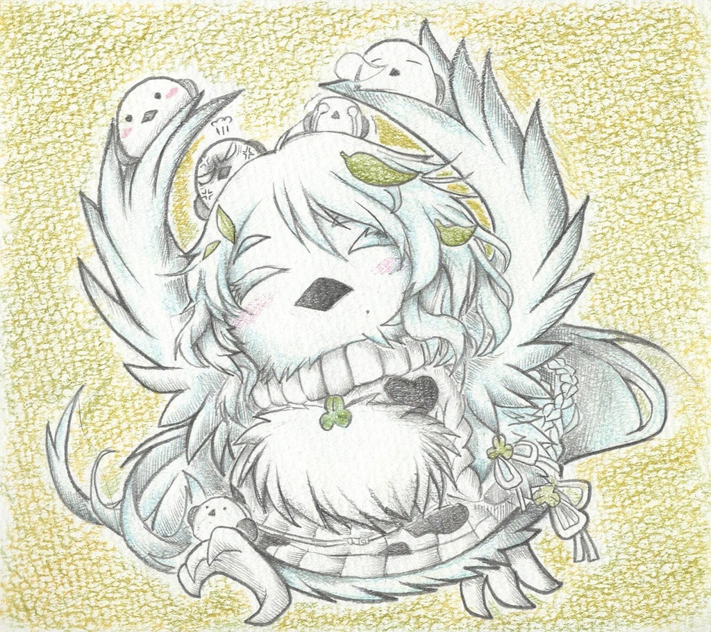 シマエナガ化したトリナの色紙イラスト 原画