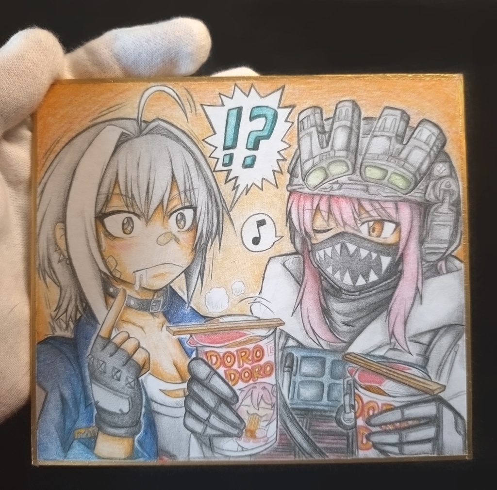 モリーにカップ麺を勧める量産型の色紙イラスト 原画