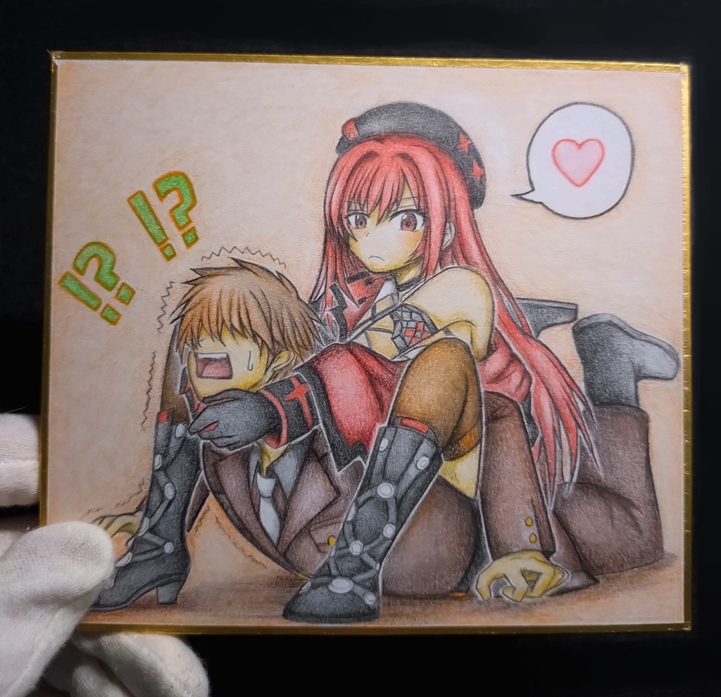 指揮官にキャメルクラッチを決めてるラピの色紙イラスト 原画