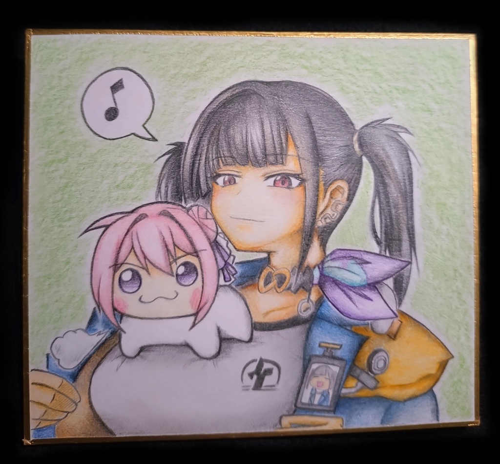 Doroを乗せてるソラの色紙イラスト 原画