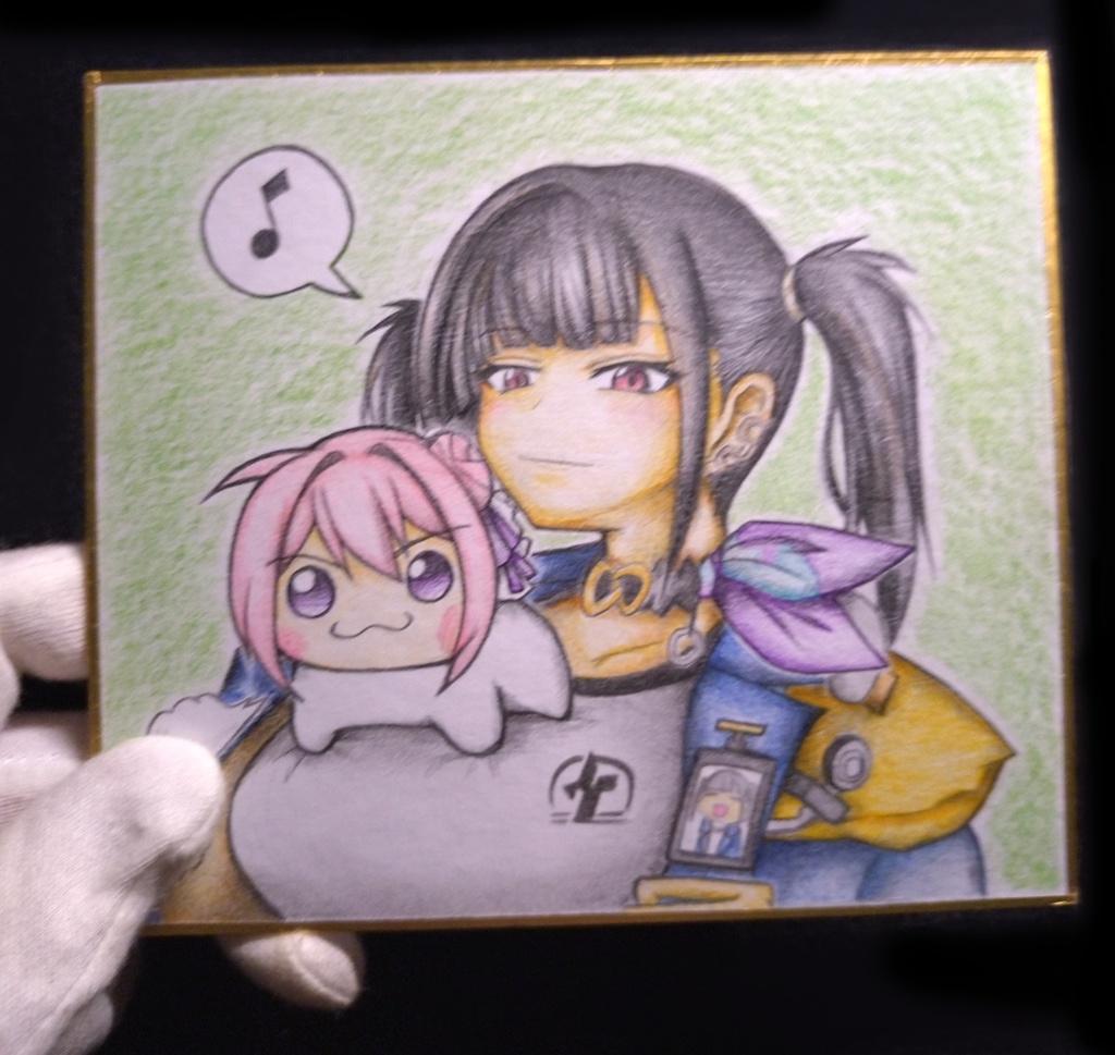 Doroを乗せてるソラの色紙イラスト 原画