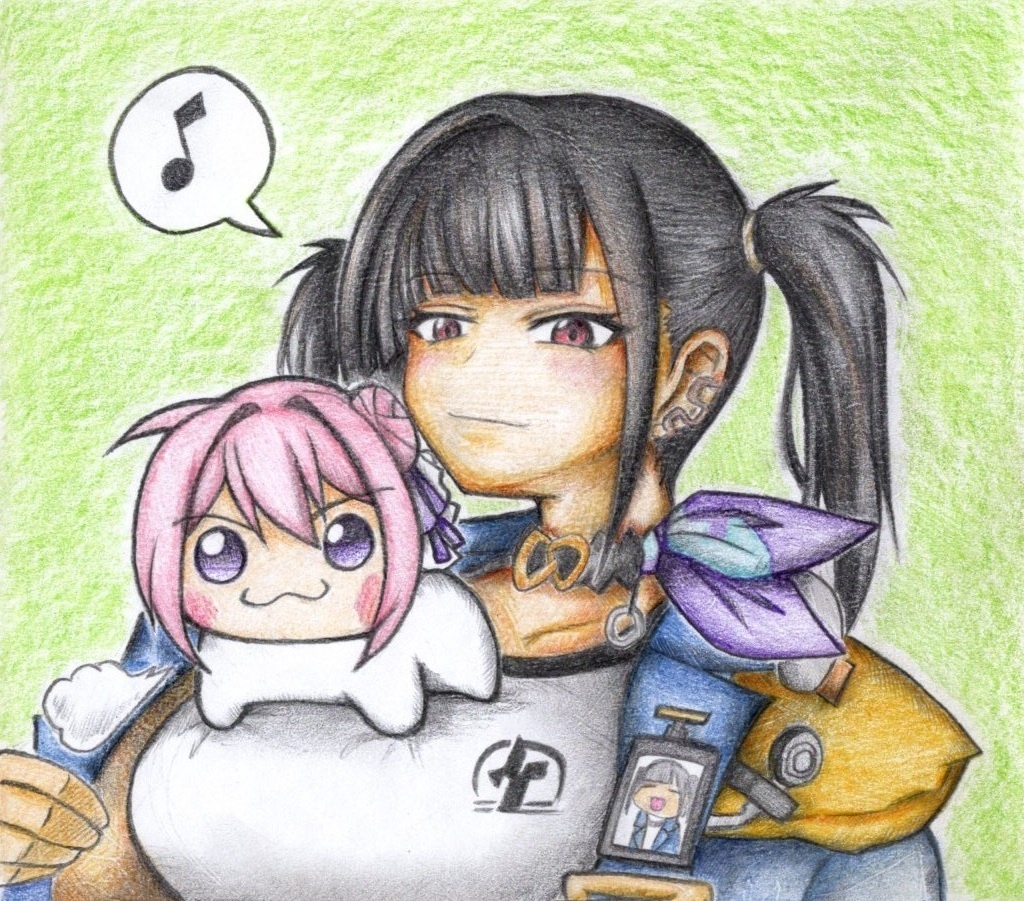 Doroを乗せてるソラの色紙イラスト 原画