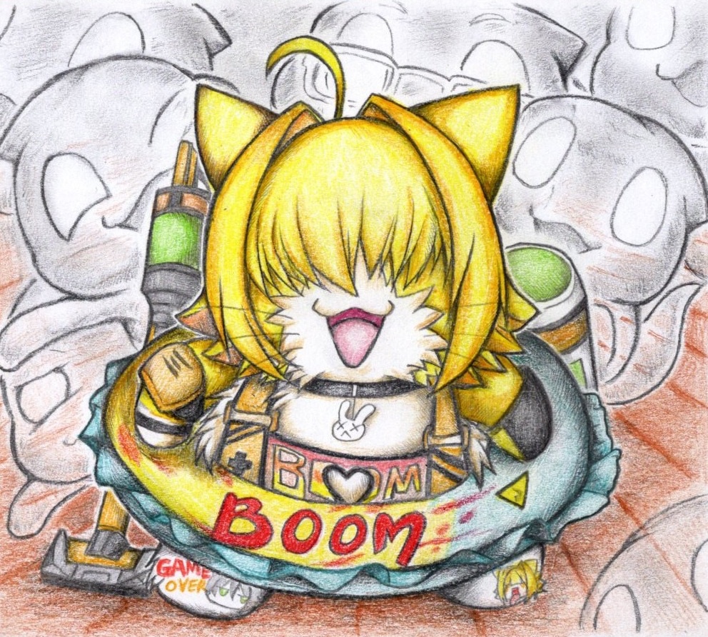 水着エレグ猫の色紙イラスト 原画