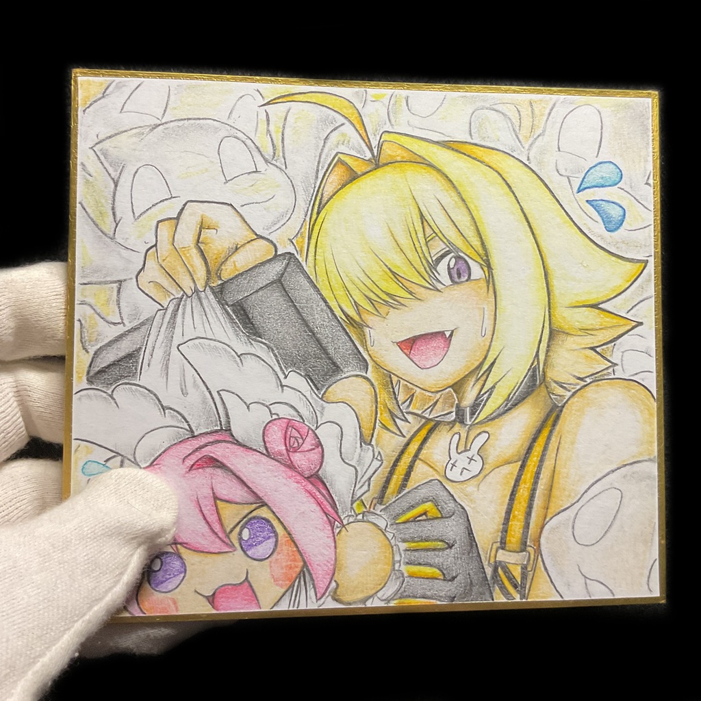 うっかりDoroを吸い込んで慌ててるエレグの色紙イラスト 原画