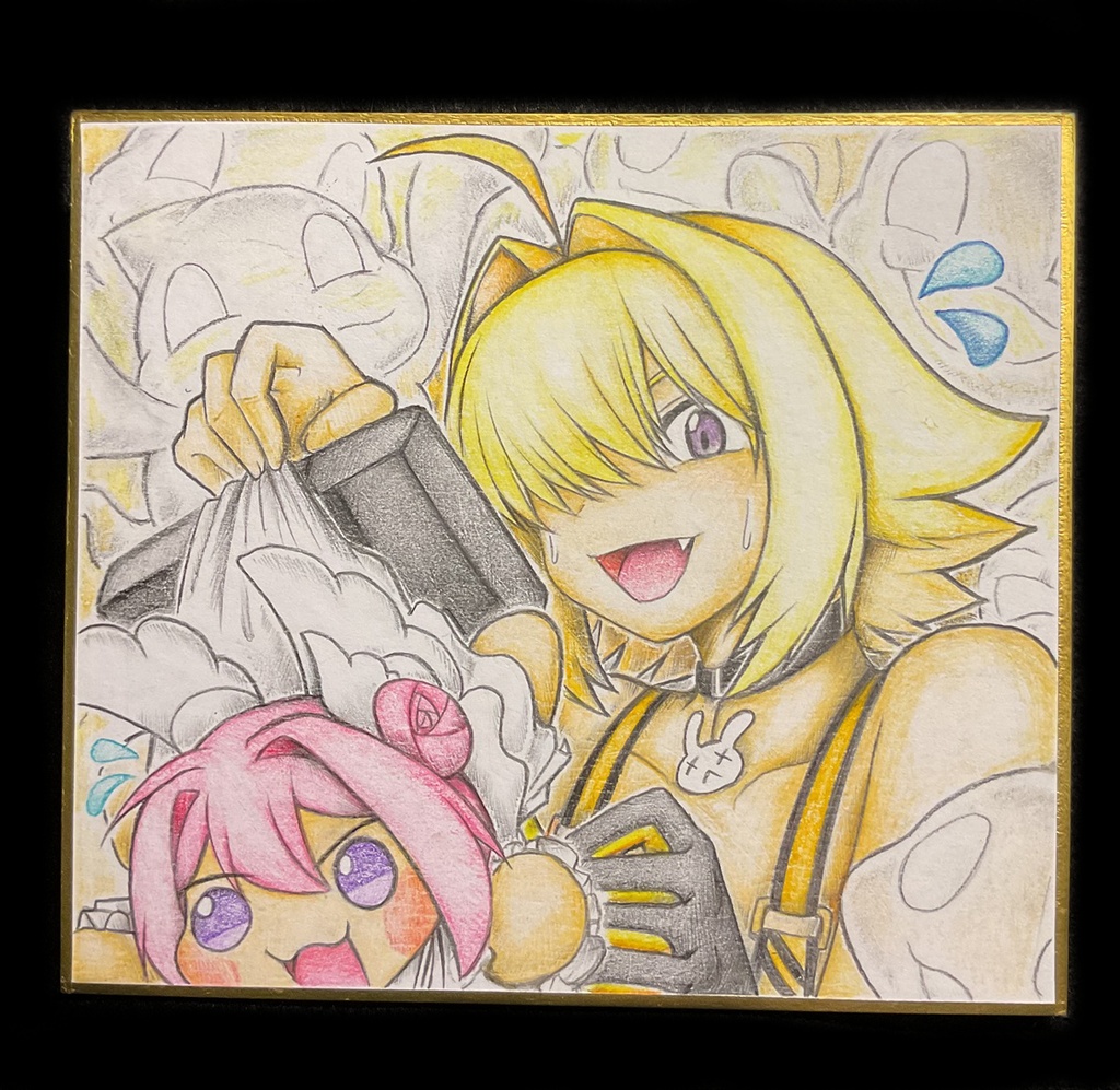 うっかりDoroを吸い込んで慌ててるエレグの色紙イラスト 原画