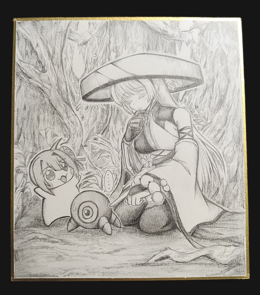 ラプチャーが気になるナユタとDoroの色紙イラスト 原画