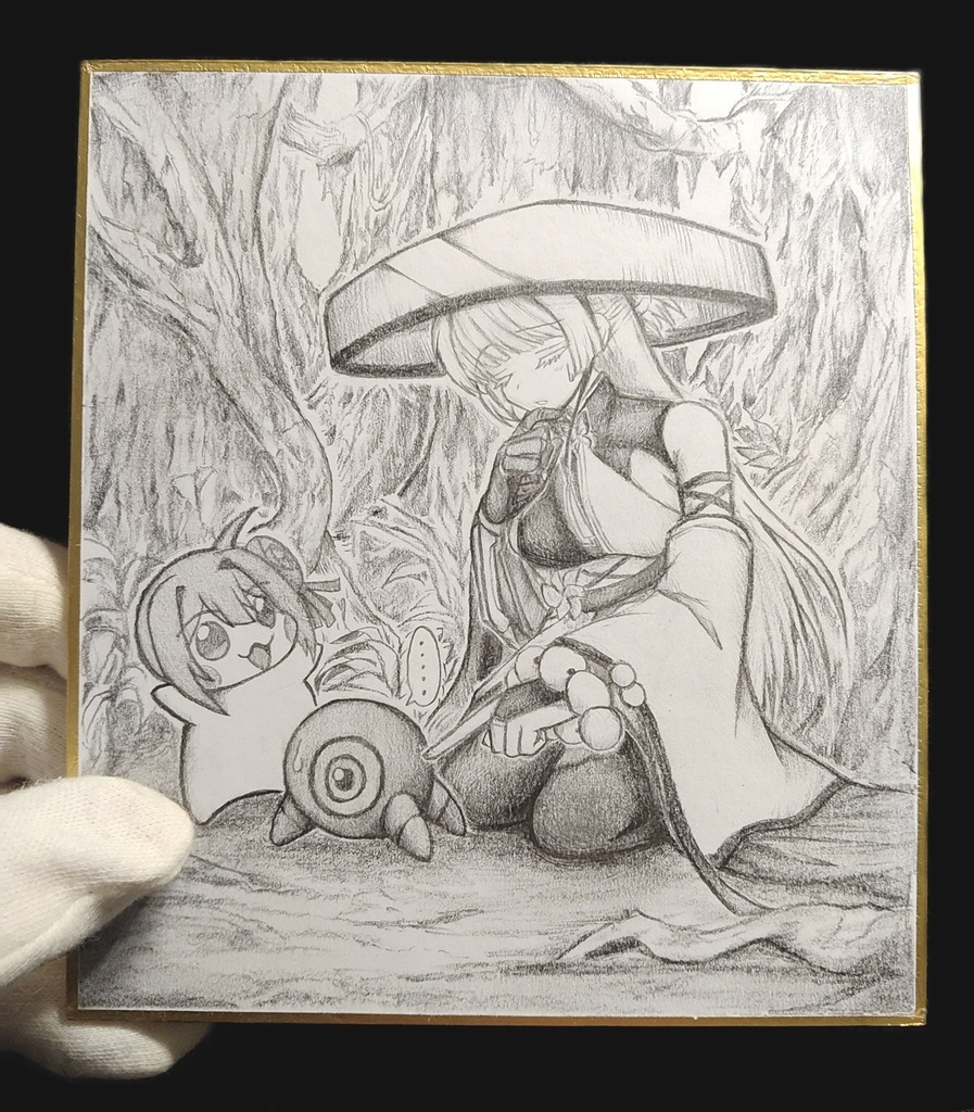 ラプチャーが気になるナユタとDoroの色紙イラスト 原画