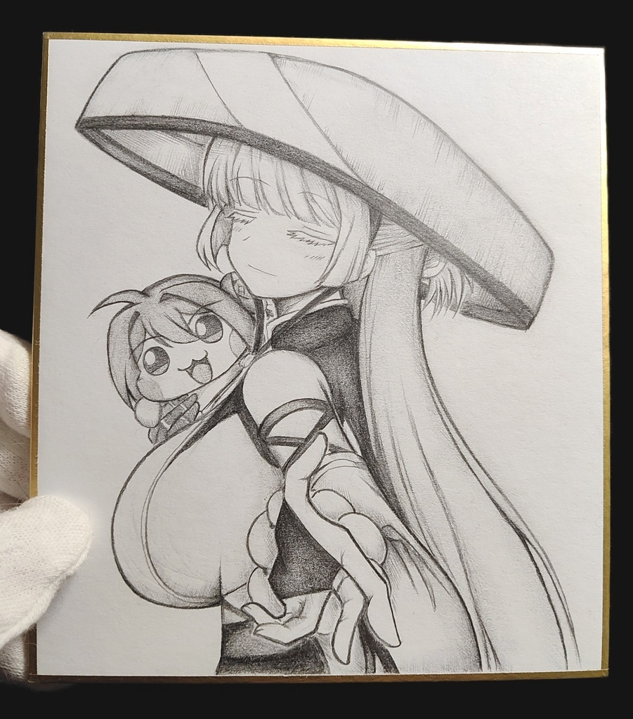 こちらを旅に誘うナユタとDoroの色紙イラスト 原画