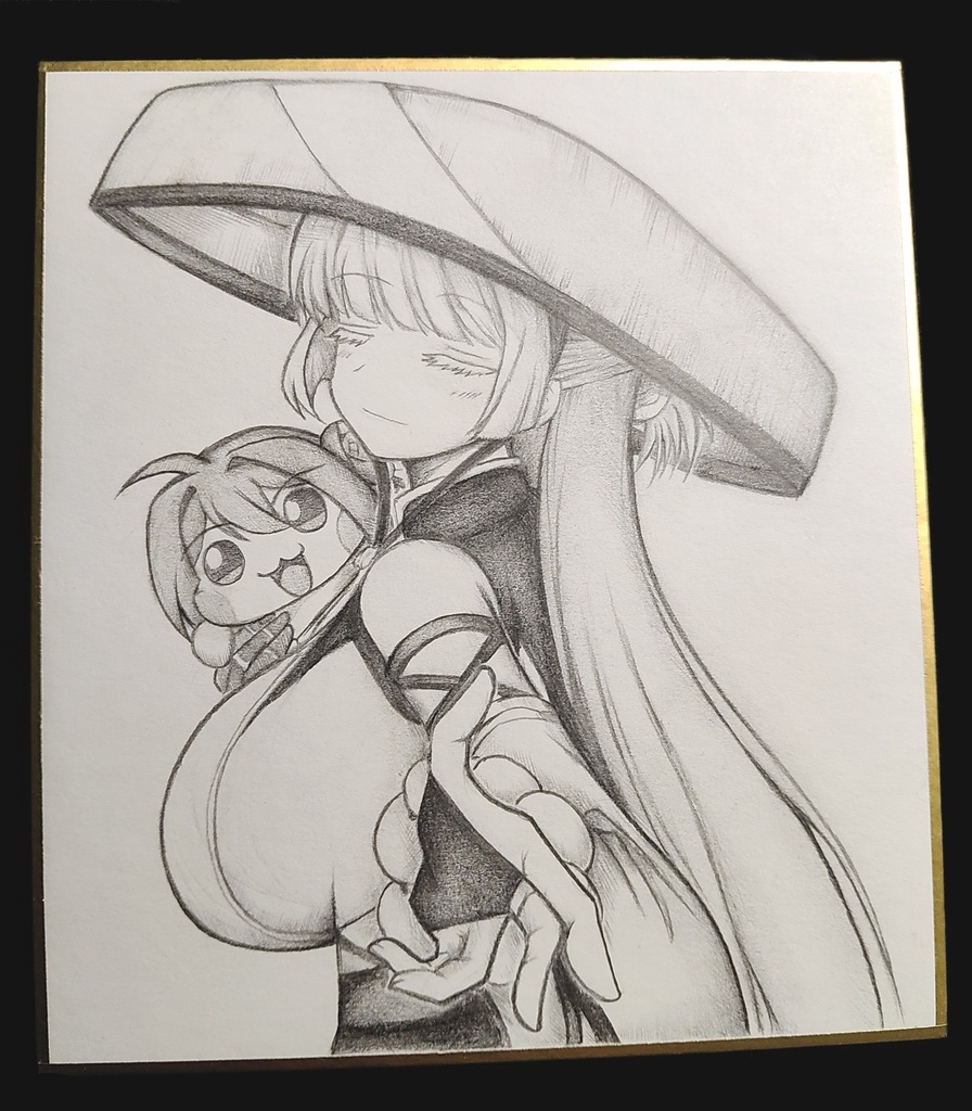 こちらを旅に誘うナユタとDoroの色紙イラスト 原画