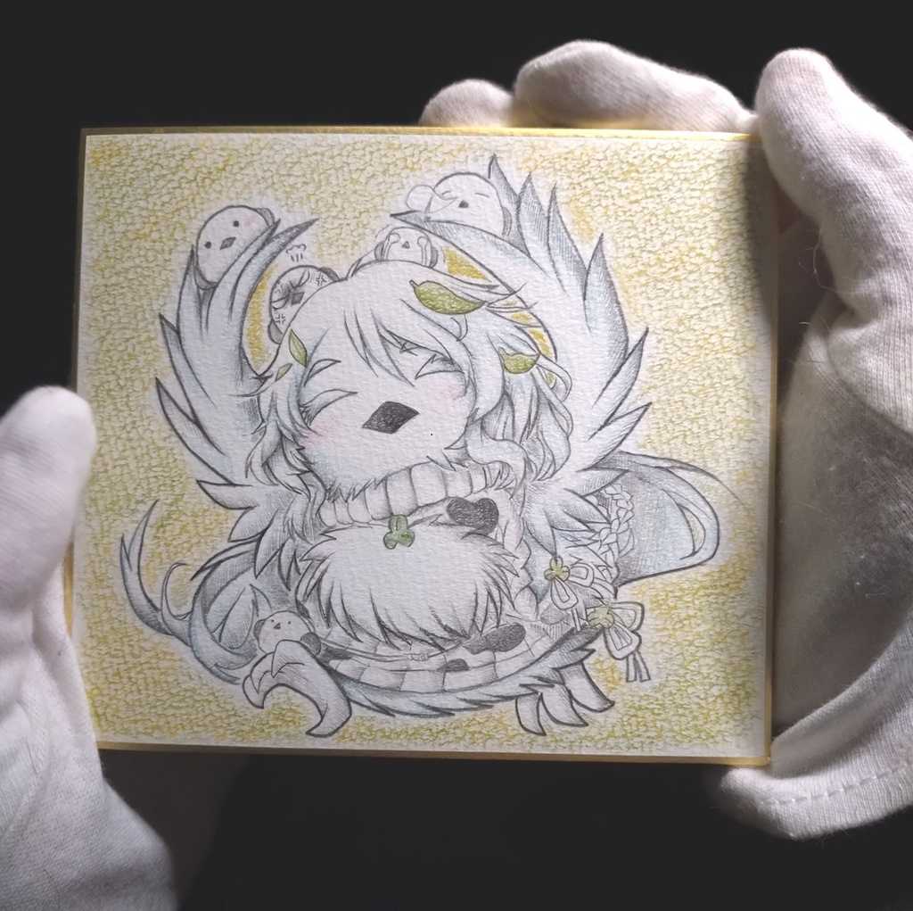 シマエナガ化したトリナの色紙イラスト 原画