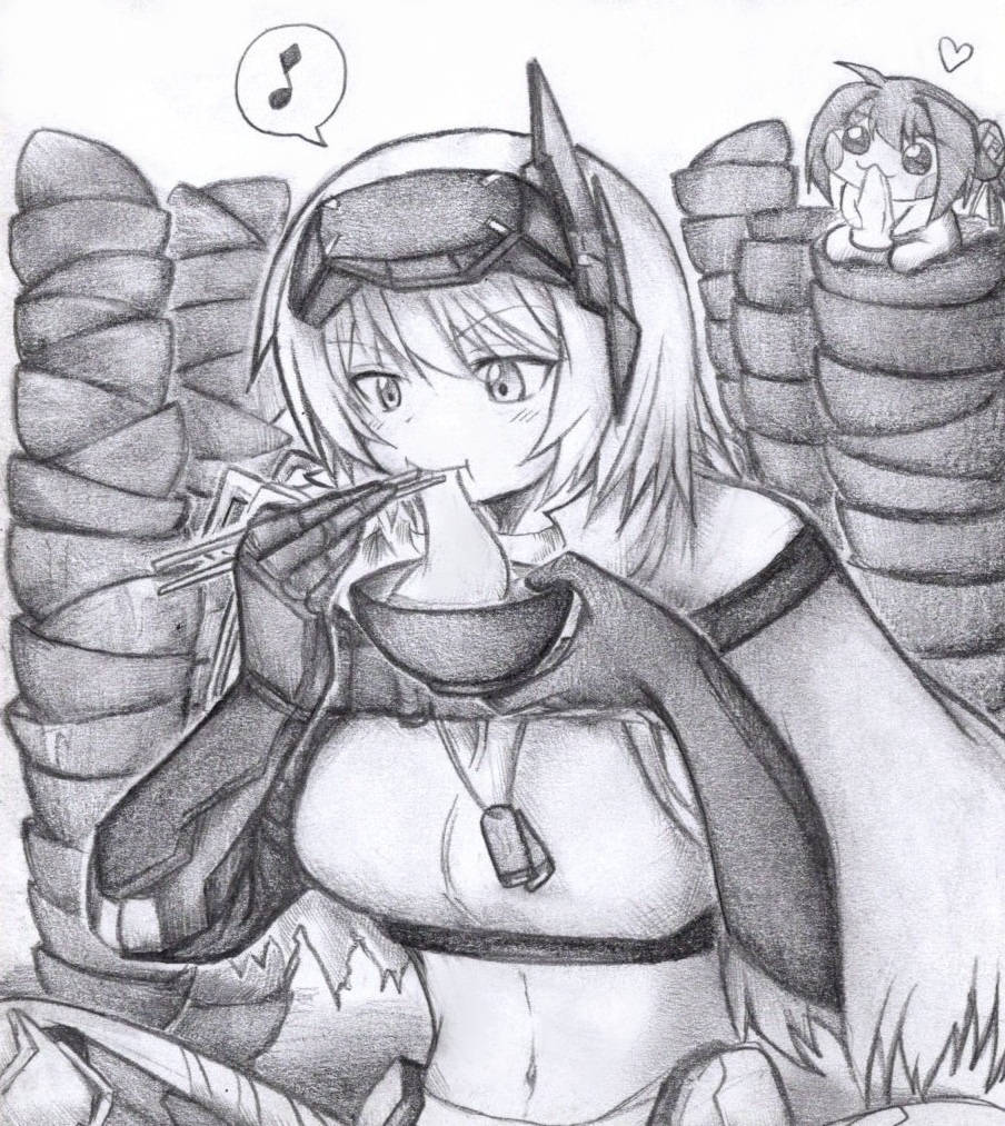 お餅を食べつくすスノホワの色紙イラスト 原画