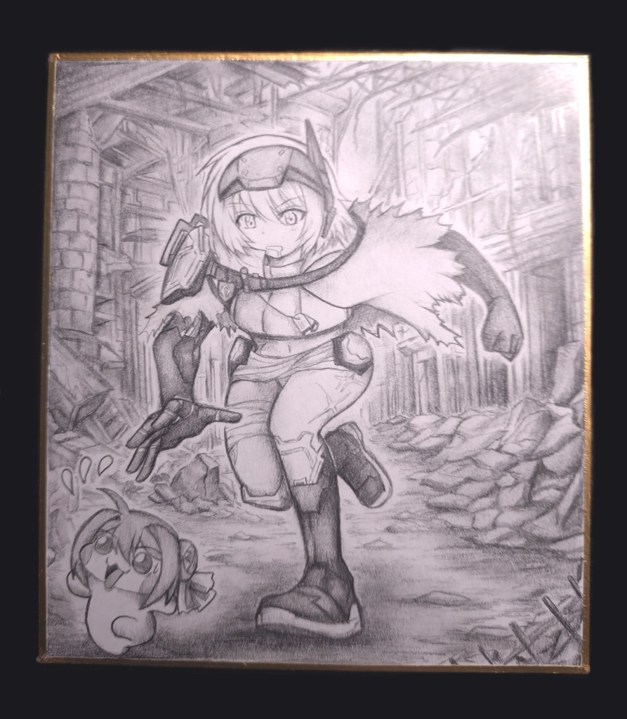 Doroを追いかけるスノーホワイトの色紙イラスト 原画