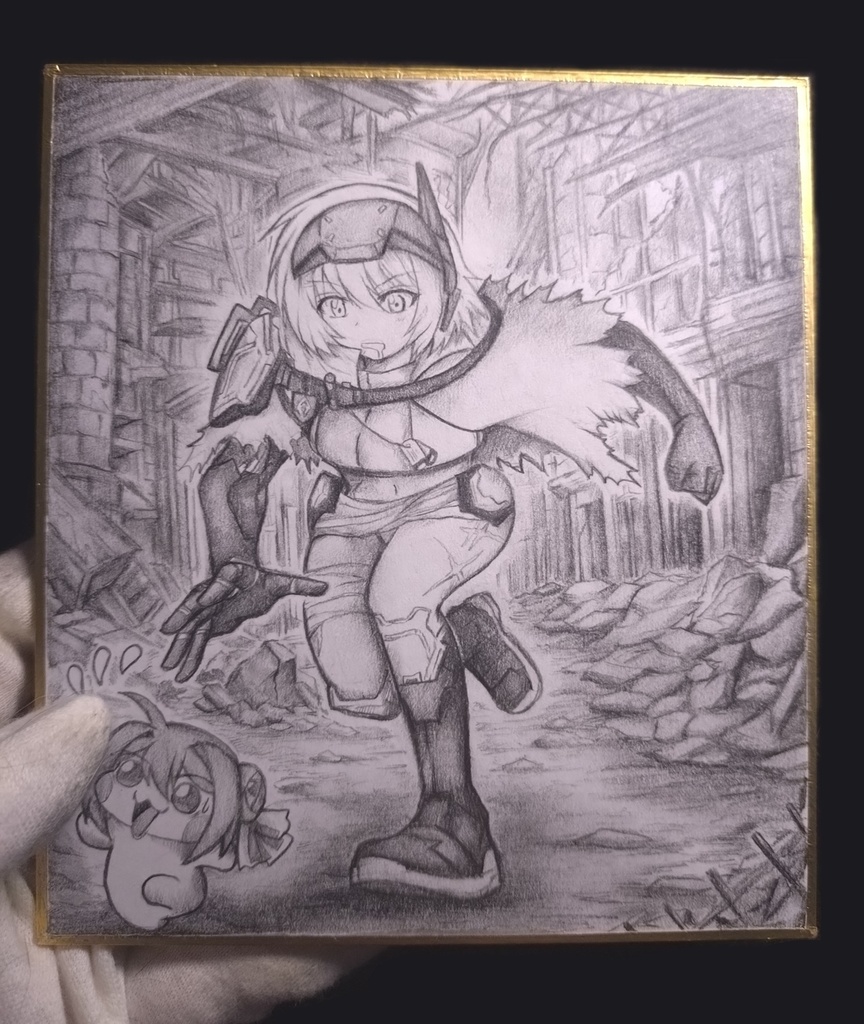 Doroを追いかけるスノーホワイトの色紙イラスト 原画