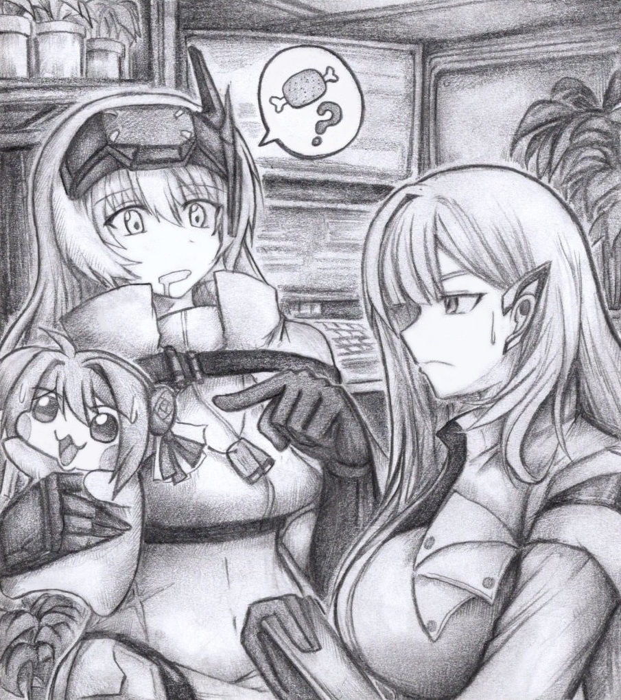 セシルに質問するスノーホワイトの色紙イラスト 原画