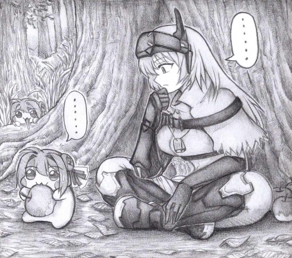 Doroを見つめるスノーホワイトの色紙イラスト 原画