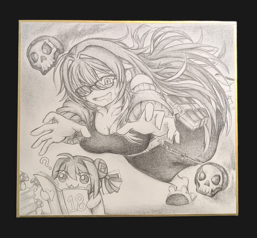 Doroを捕まえようとするレーベルの色紙イラスト 原画