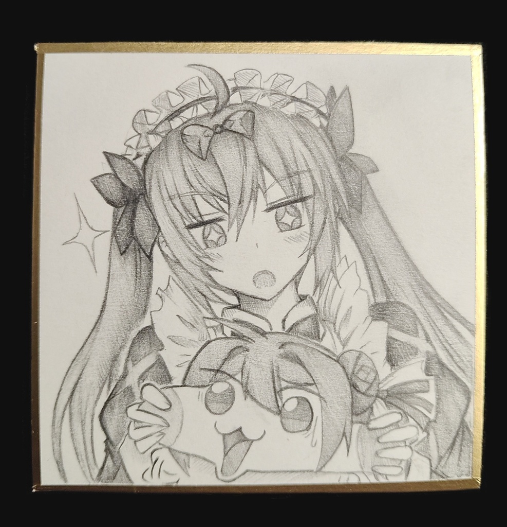 Doroを引っ張るココアの色紙イラスト 原画