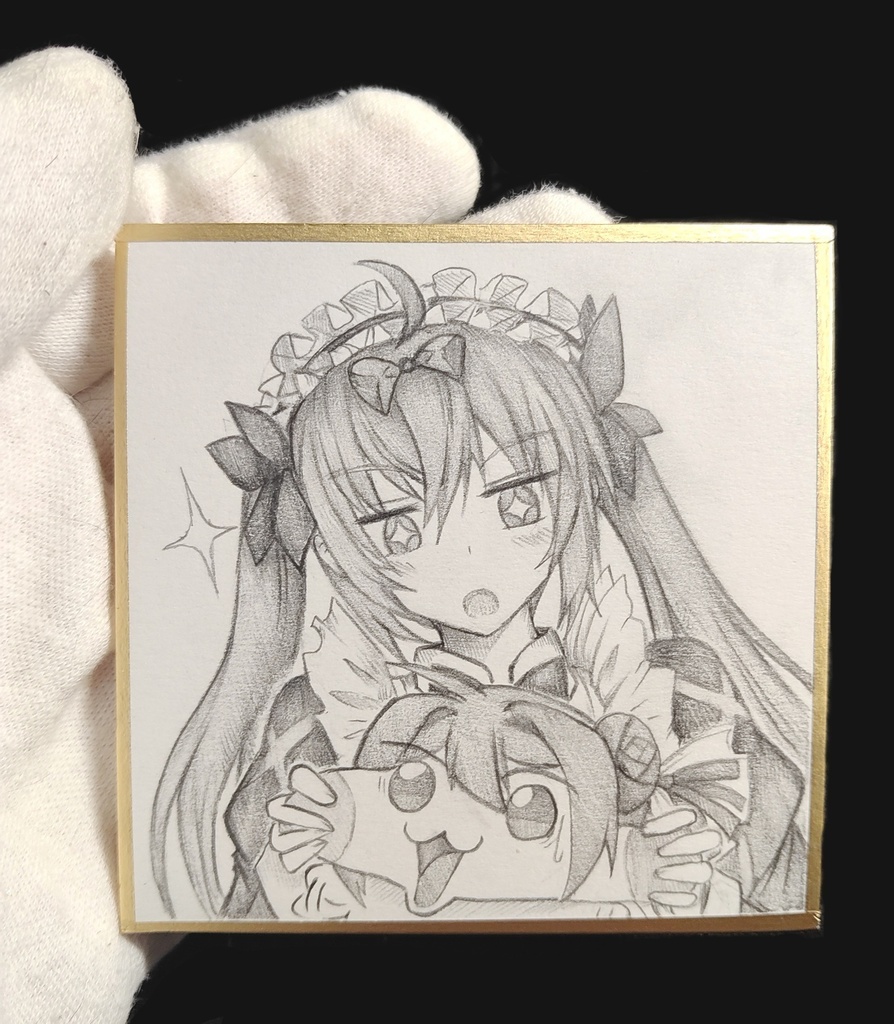 Doroを引っ張るココアの色紙イラスト 原画