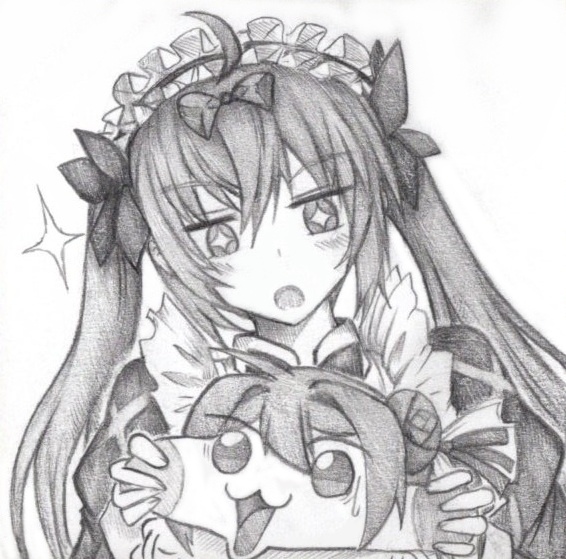 Doroを引っ張るココアの色紙イラスト 原画