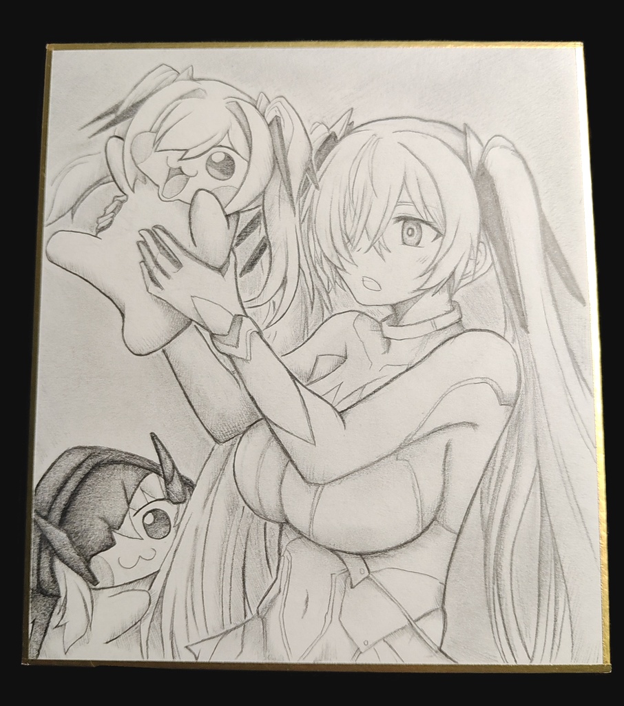 シンDoroラを持ち上げるシンデレラの色紙イラスト 原画