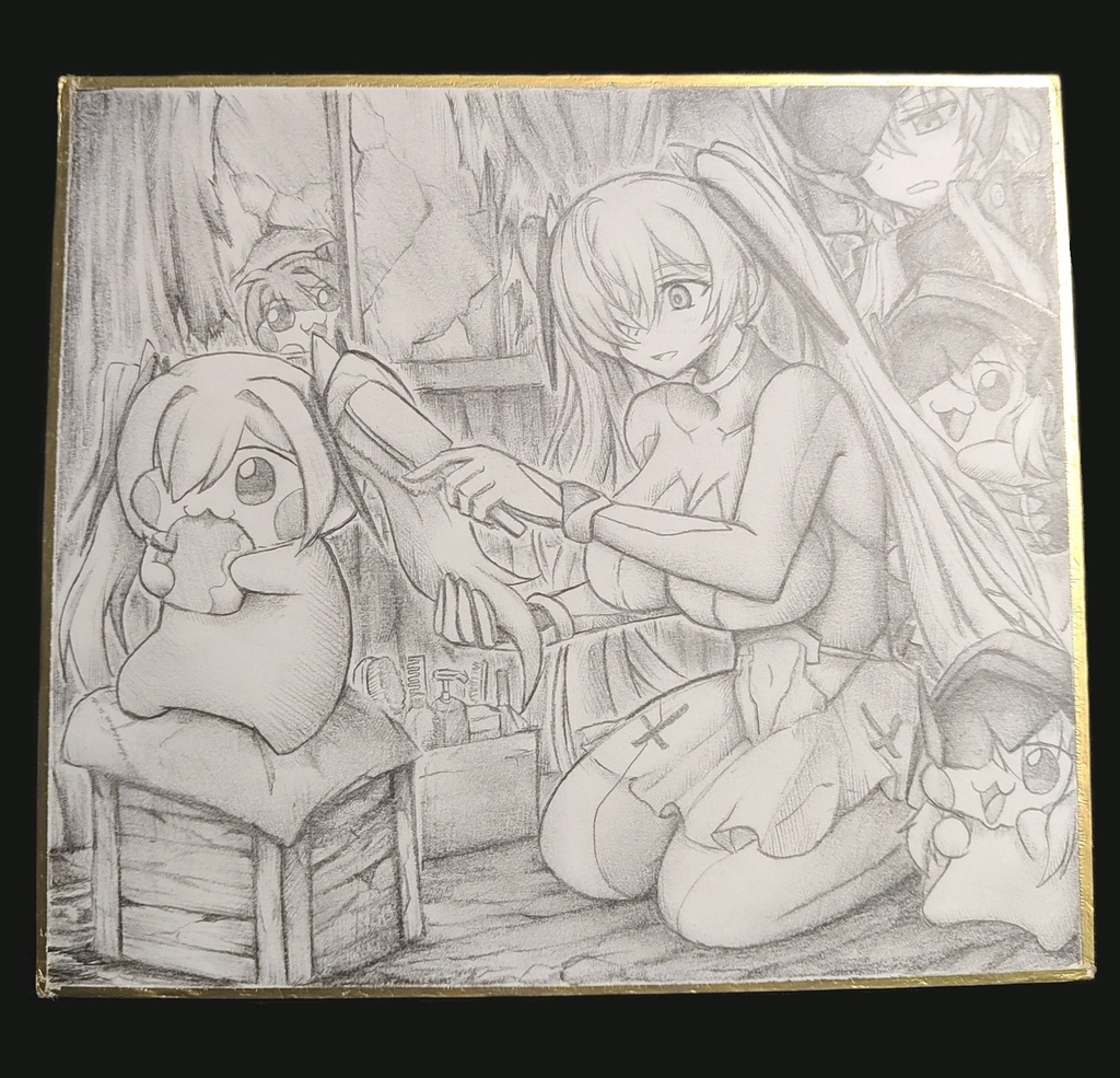 シンDoroラの髪をとくシンデレラの色紙イラスト 原画