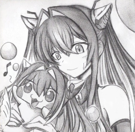 セイレーンとDoroレーンの色紙イラスト 原画