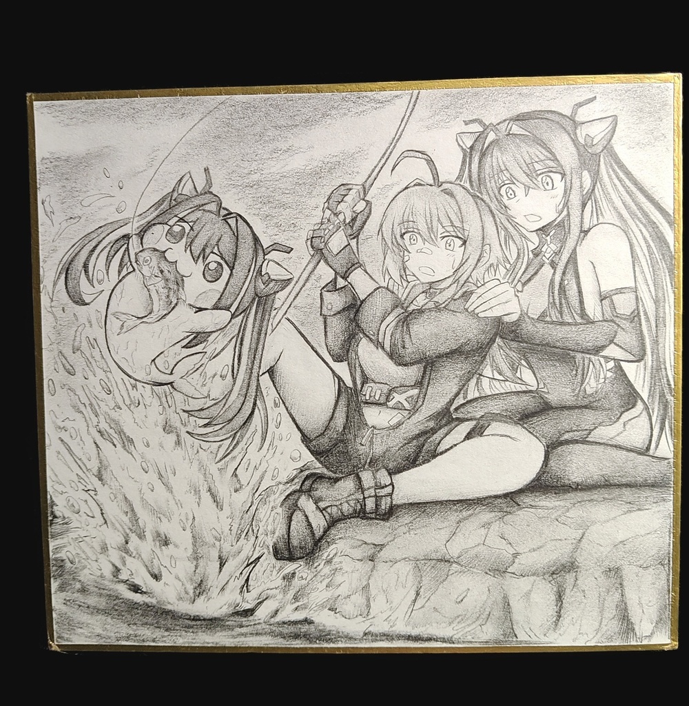 Doroレーンを釣り上げるモリーの色紙イラスト 原画