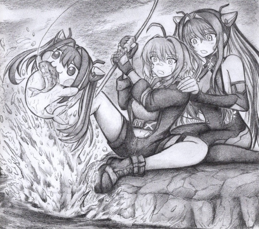 Doroレーンを釣り上げるモリーの色紙イラスト 原画