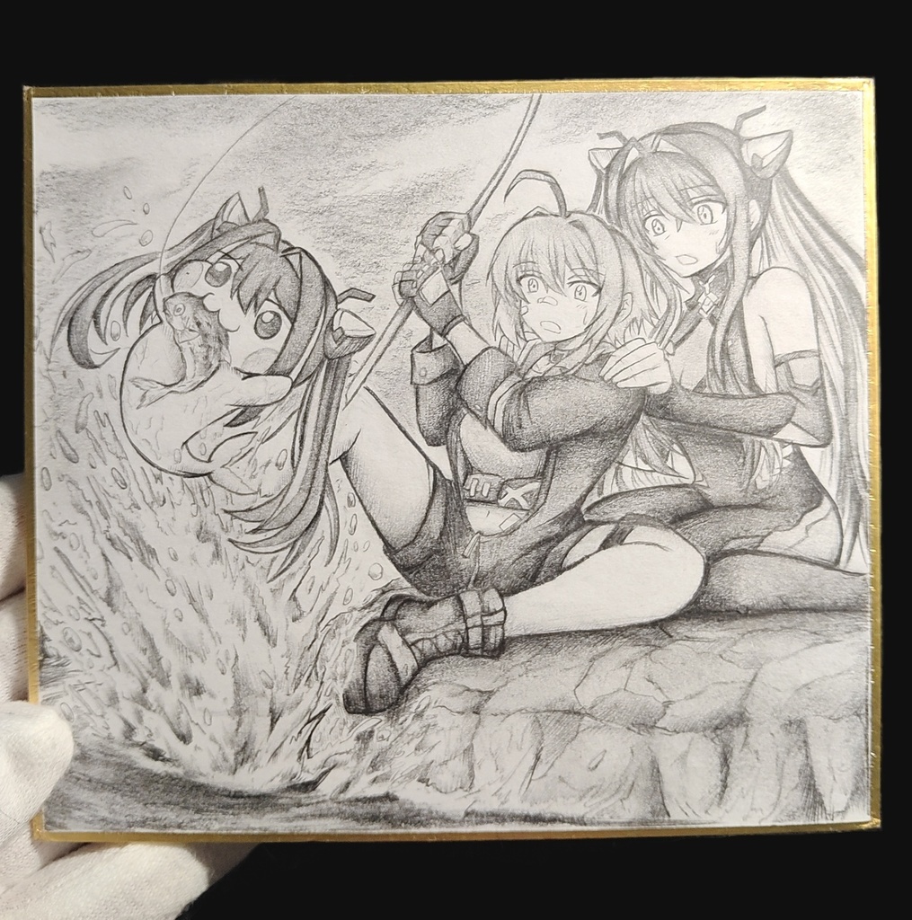 Doroレーンを釣り上げるモリーの色紙イラスト 原画