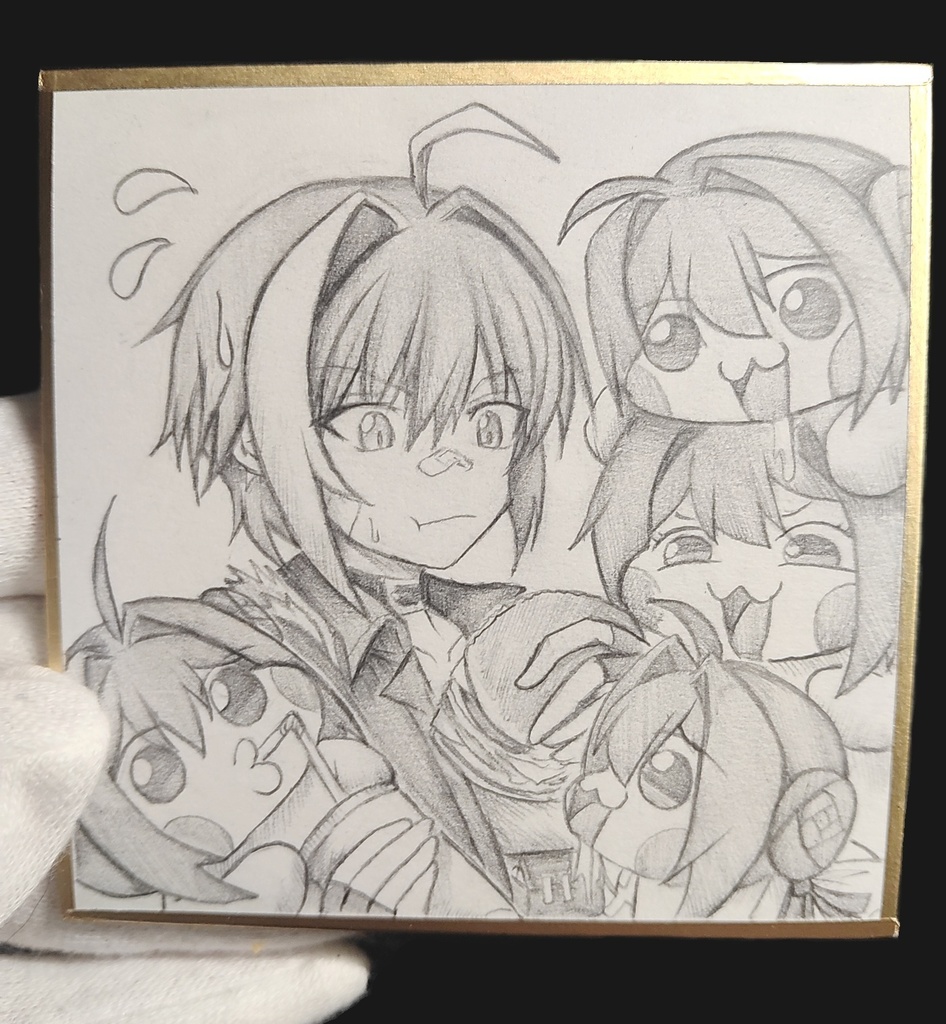 Doroに絡まれるモリーの色紙イラスト 原画