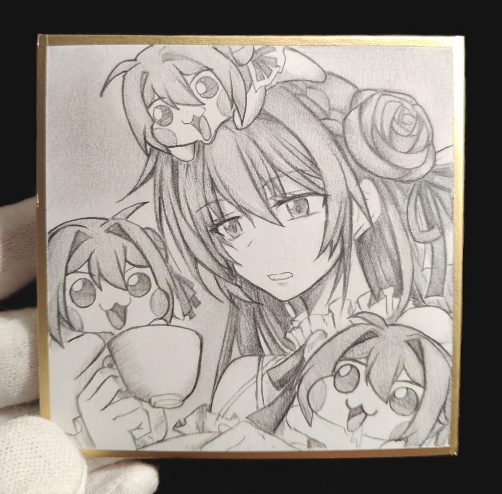 Doroに囲まれるドロシーの色紙イラスト 原画