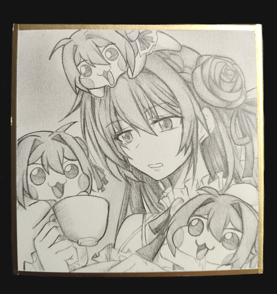 Doroに囲まれるドロシーの色紙イラスト 原画