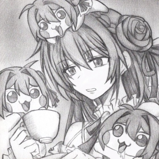 Doroに囲まれるドロシーの色紙イラスト 原画